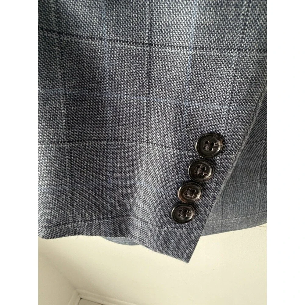 Lauren Ralph Lauren Jacket Mens 46 R Gray Plaid Wool Silk Blazer Business